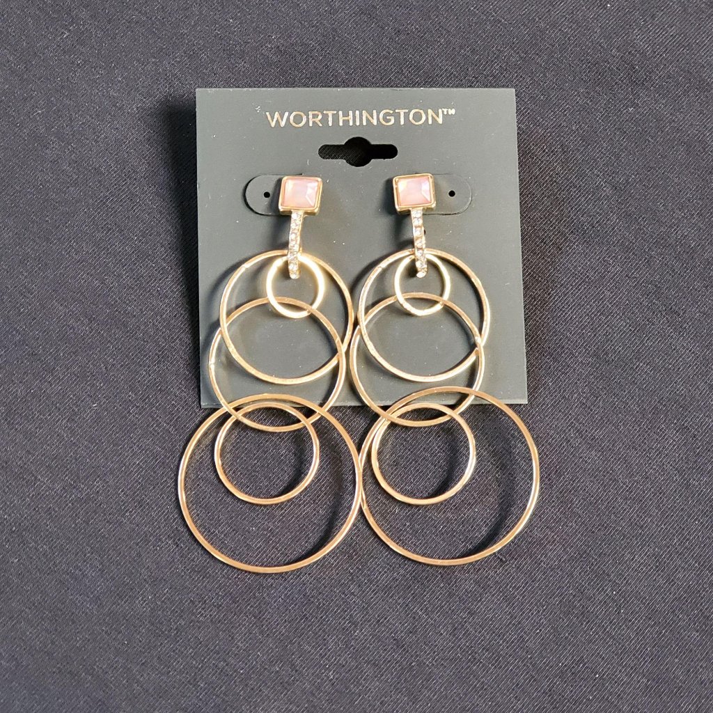 Worthington Dangling Earrings With Pink Gemstone 10$